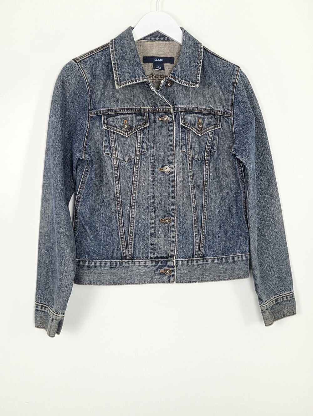 GAP Vintage 1969 Women's Medium Wash Blue Pure Cotton Denim Jean Jacket Size M